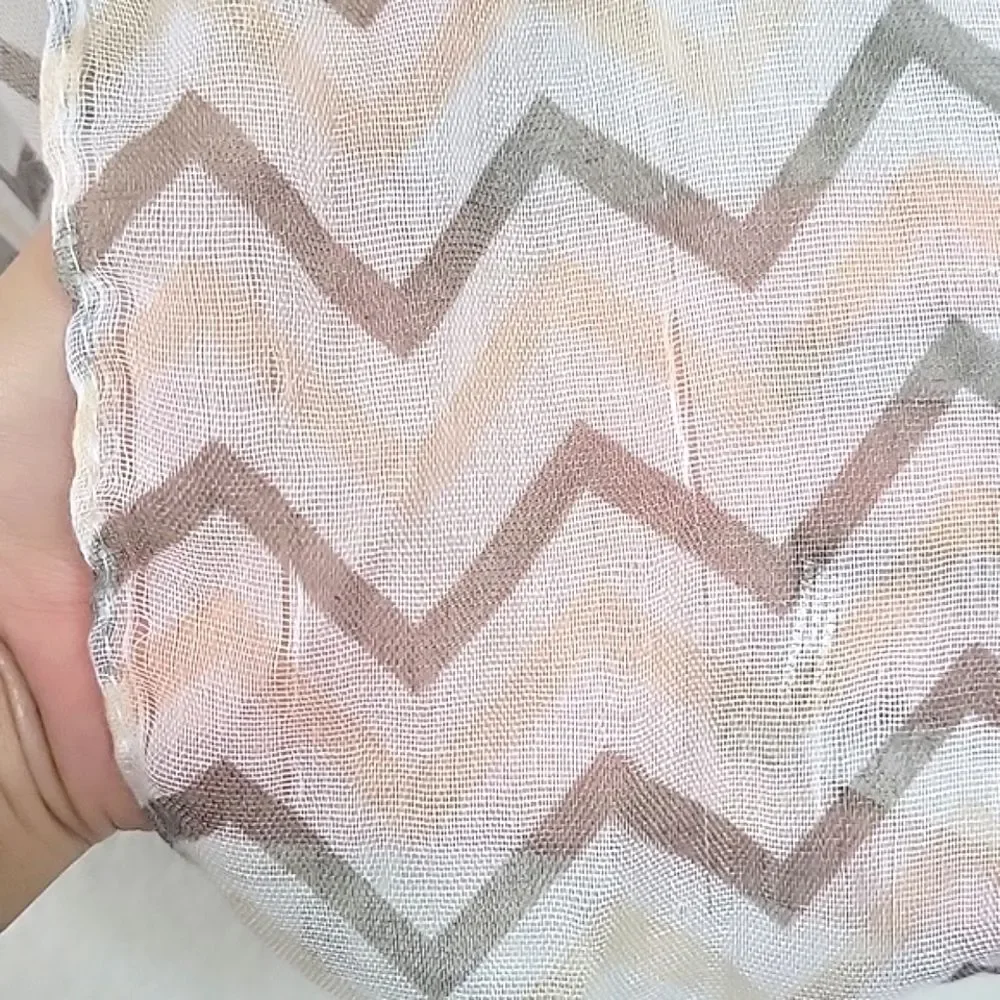 Casual White Cream Gray Striped Lightweight Infinity Scarf OS